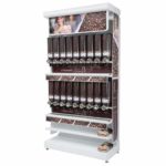 BULKshop™ Gondola Kit C, 95″ w/ 2 Rows of Dispensers (18), 2 catch trays and 6 scoop bins